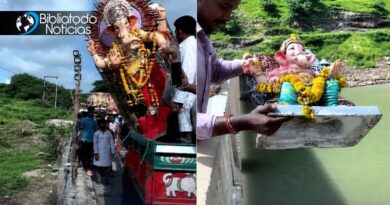 Video muestra a hombres rompiendo imágenes de Ganesha y arrojándolas al agua en India Video muestra a hombres rompiendo imágenes de Ganesha y arrojándolas al agua en India